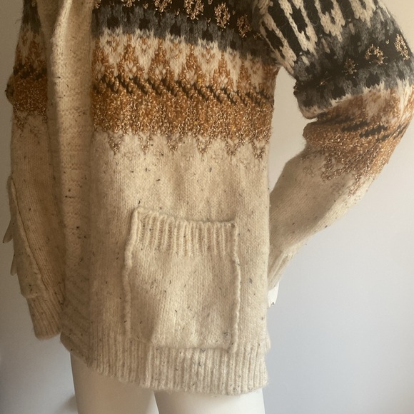 NWT Anthropologie Holiday Fairisle open Front Shawl Collar Cardigan Sz L NWT - Picture 11 of 16
